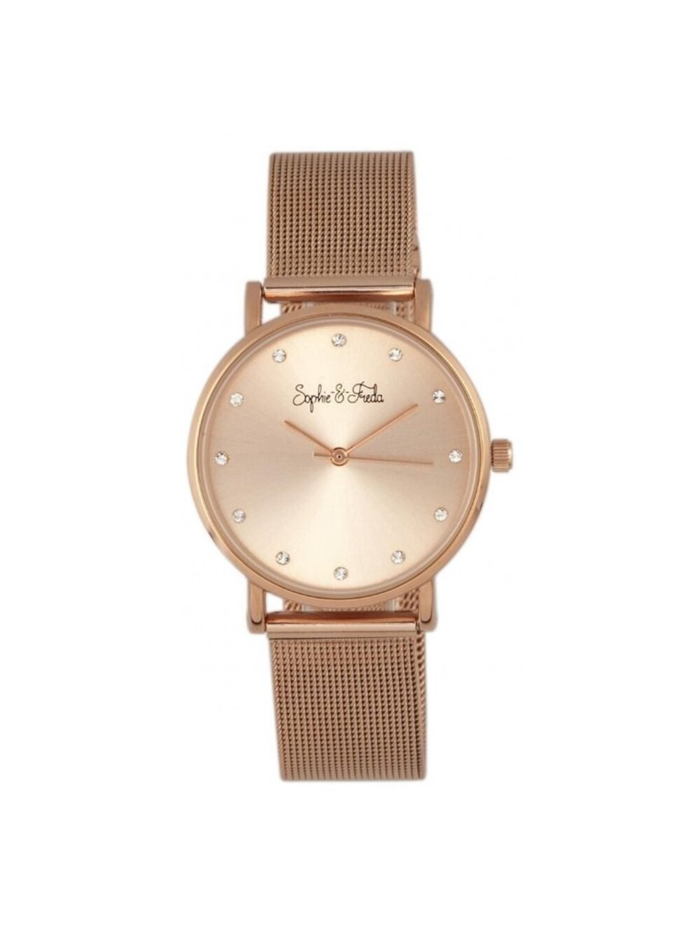 NWT Sophie And Freda Savannah Crystal Rose Gold Dial Ladies Watch